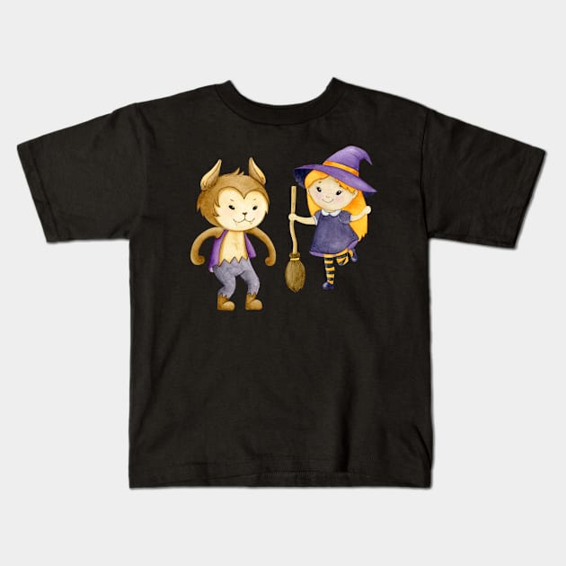 Halloween Monsters 5 Kids T-Shirt by fromherotozero